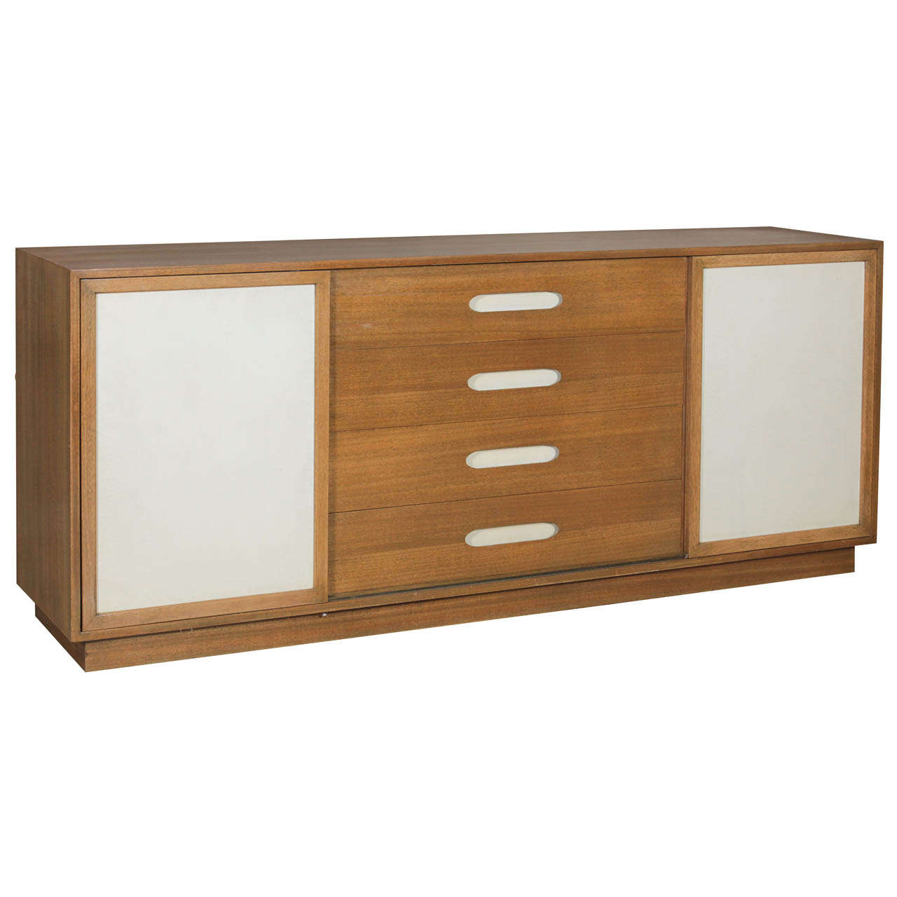 Mahogany and Leather Sideboard by Harvey Probber